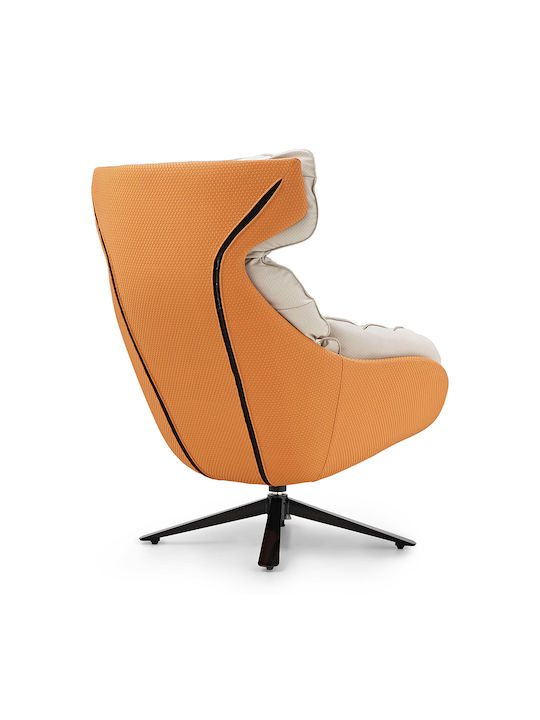 Armchair Swivel from Leatherette Orange 77x36.5x65.5cm