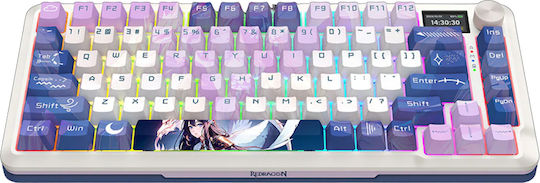 Redragon K708AK-RGB-PRO Ασύρματο Gaming Μηχανικό Πληκτρολόγιο 75% με RGB φωτισμό (Αγγλικό US) Πολύχρωμο