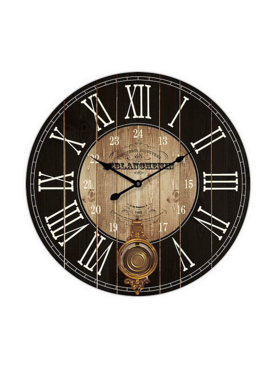 ArteLibre Hlck Antique Wall Clock Wooden Black Ø58cm