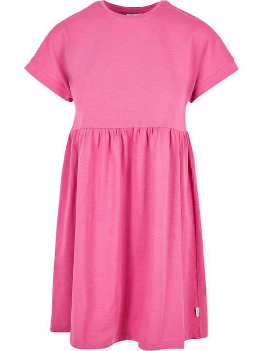 Summer Mini T-Shirt Dress with Ruffles Bright Violet