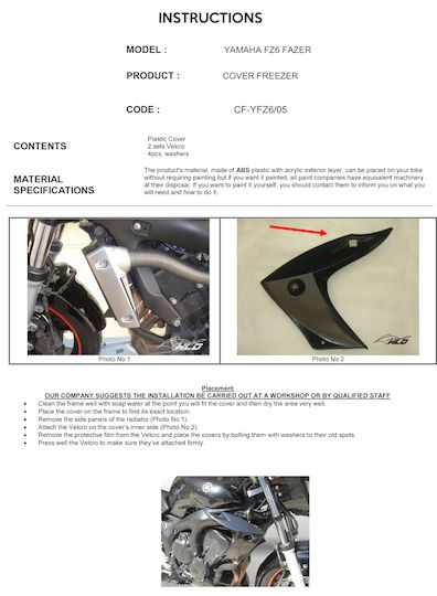 Side Radiator Covers Yamaha Fz6 Fazer 2004-2009