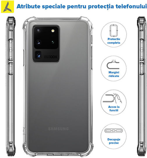 Samsung S20 Ultra Stoßfeste Handyhülle Transparente Silikon Anti-Sturz Ecken Kunststoff Rückseite Ishield Klar