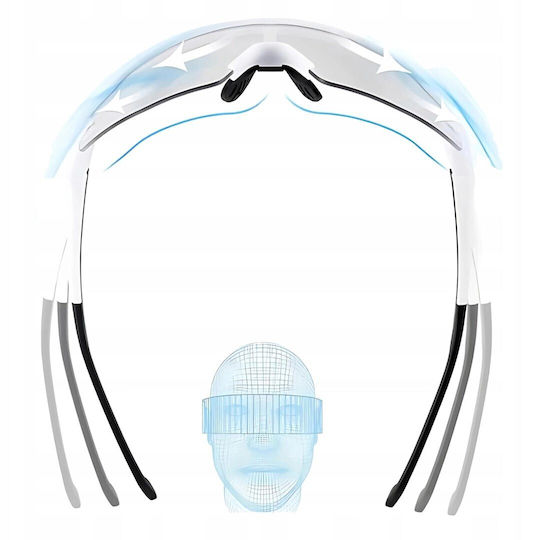 Rockbros Cycling Glasses with White Frame & Photochromic Lenses