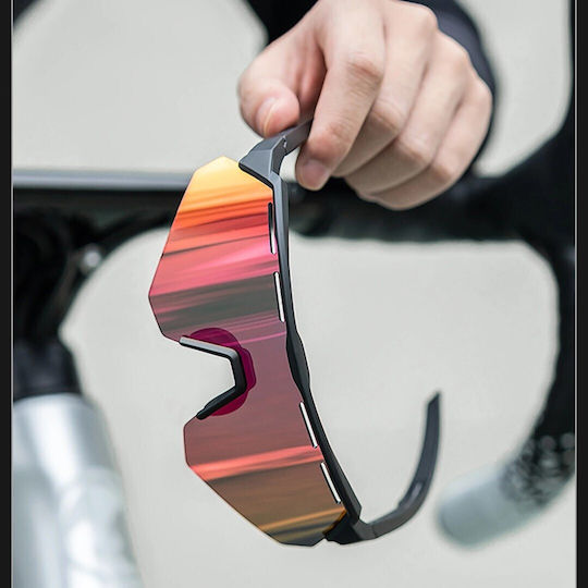 Rockbros Cycling Glasses With Gray Frame And Polarized Transparent Lenses
