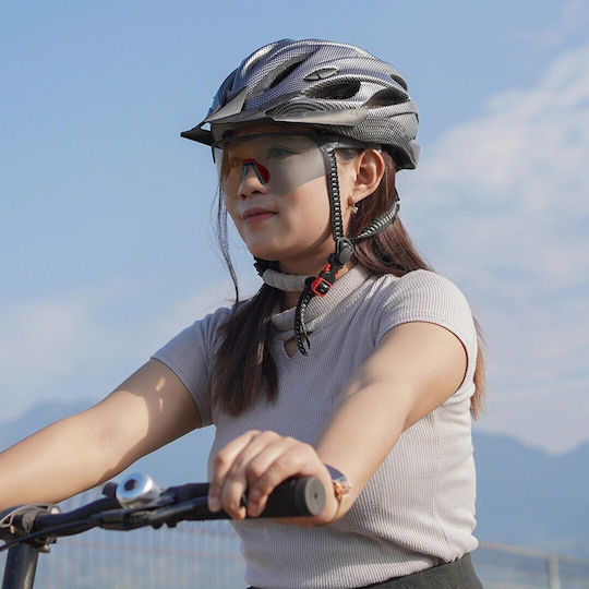 Rockbros Cycling Glasses With Gray Frame And Polarized Transparent Lenses