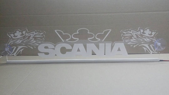 3d Decorative Cabin Sign Blue Led 24v Scania 500mm110mm 6mm Cable 15m Plug Lighter Socket