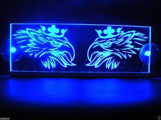 Decorative Laser Engraved Cabin Sign Blue Led 24v Scania 250mm90mm6mm Cable 15m Plug Lighter Socket