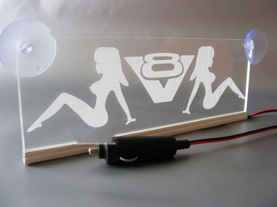 3D Decorative Cabin Sign Red Led 24v Scania 250mm90mm6mm Cable 15m Plug Lighter Socket