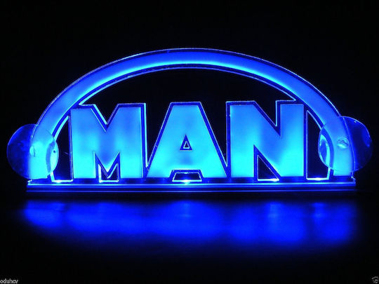3D Decorative Cabin Sign Blue LED 24V Man 250mm90mm6mm Cable 15m Plug Lighter Socket