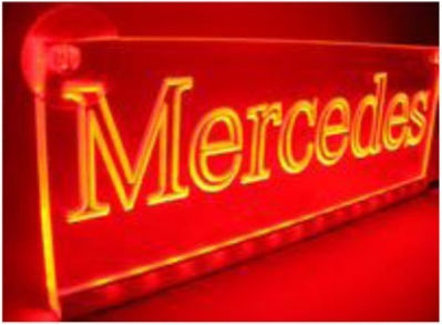 Decorative Cabin Sign Red Led 12v24v Mercedes 250mm90mm6mm Cable 15m Plug Lighter Socket