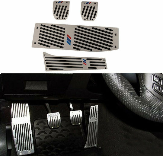Car Pedal Set Non Slip for Bmw Series 3 Aluminum Silver 4pcs