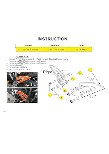 C-Racer Motorcycle Footpeg Protectors KTM 390 Adventure Orange