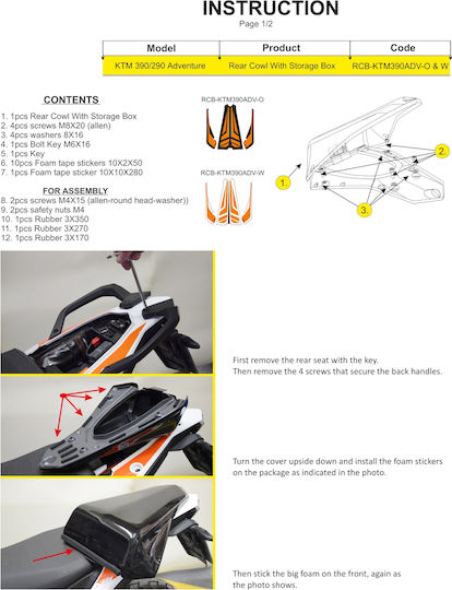 C-Racer Отзад Моноседалка на Мотоциклет за KTM 390 Приключение Черен 1бр