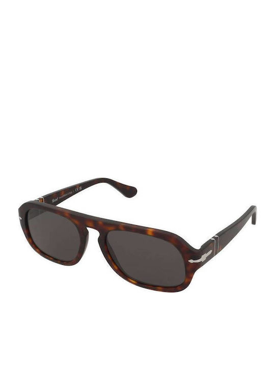 Persol Унисекс Слънчеви Очила с Кафяв Костенурков Пластмасов Рамка и Кафяви Стъкла