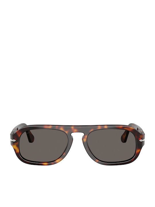 Persol Унисекс Слънчеви Очила с Кафяв Костенурков Пластмасов Рамка и Кафяви Стъкла