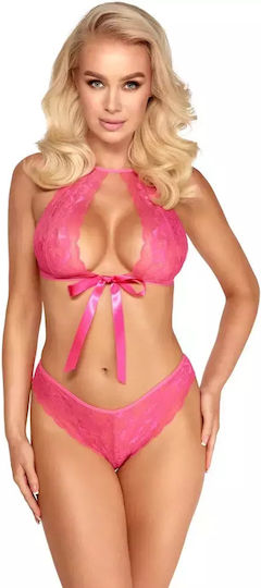 Kissable Rosa Spitze 2-Teile-Set Satin Schleife L XL