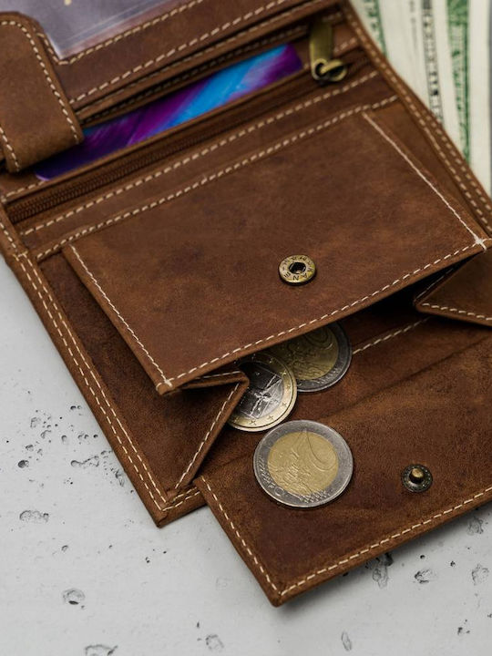 Leder Herren Geldbörse mit RFID Tabac Braun