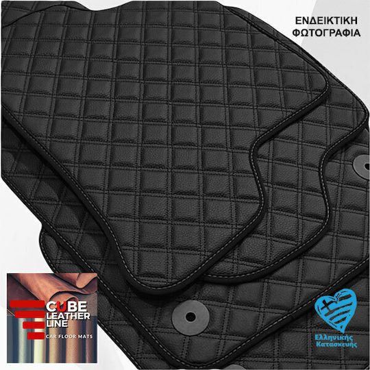 Mitsubishi Eclipse Cross 2018-2023 Techno-Leather Cube Black with Grey Embroidery Mitsubishi Set of 4 Pieces