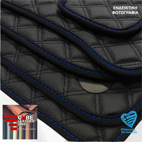 Hyundai Lantra 1995-2000 Technoleather Cube Black with Blue Embroidery Hyundai Set of 4 pcs