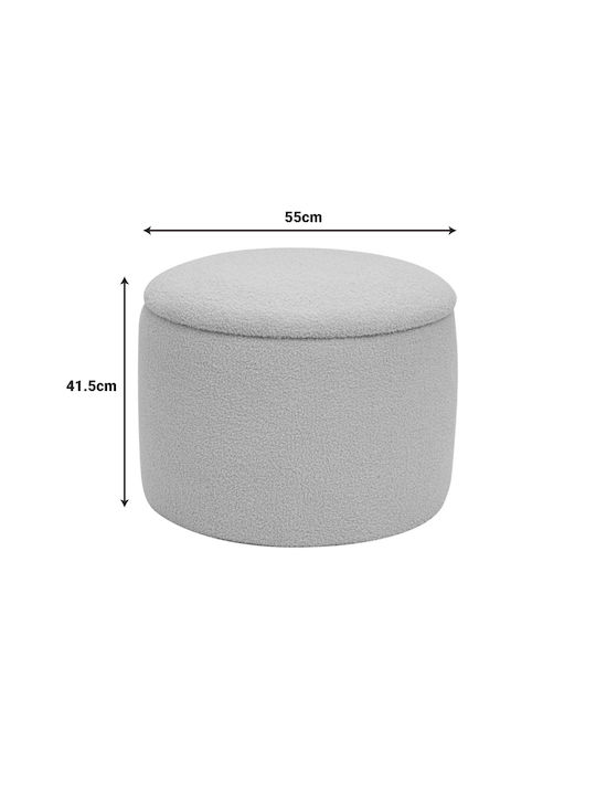 Stool For Living Room With Storage Space Upholstered with Fabric Roundy Beige Shade 55x55x41.5cm