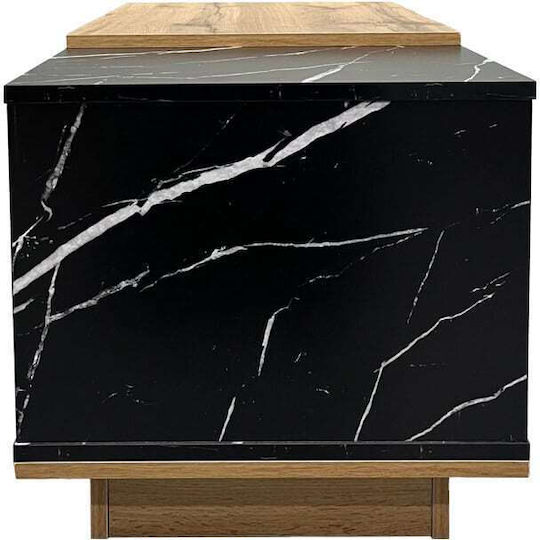 Rectangular Central Coffee Table Fetix from Solid Wood Black Marble-Sonoma W90xD45xH45cm