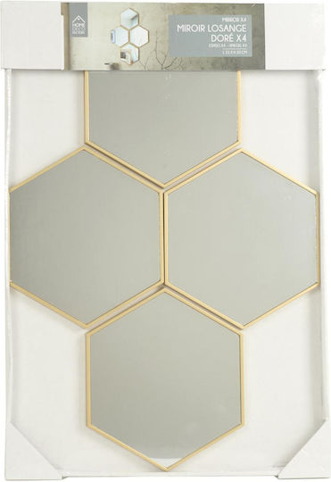 The Home Deco Factory Wandspiegel mit Gold Kunststoff Rahmen 23x20cm 4Stück