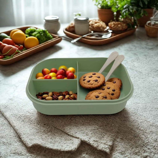 Uncle George Cutie pentru Mâncare Plastic Verde Potrivit pentru Cuptor cu Microunde 1600ml 1buc