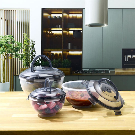 Cook Concept Σετ Πλαστικά Δοχεία Φαγητού Μαύρα 24x16.5cm 3τμχ