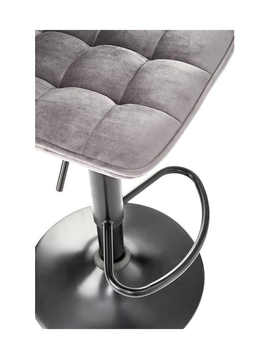 Stool Bar with Backrest Upholstered with Velvet Gray