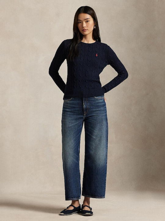 Women's Long Sleeve Sweater Cotton Navy Blue