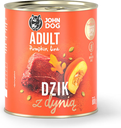 John Dog Wet Food Dogs Diet with Pumpkin, Wild Boar, Meat and Rice Grain-Free 800gr