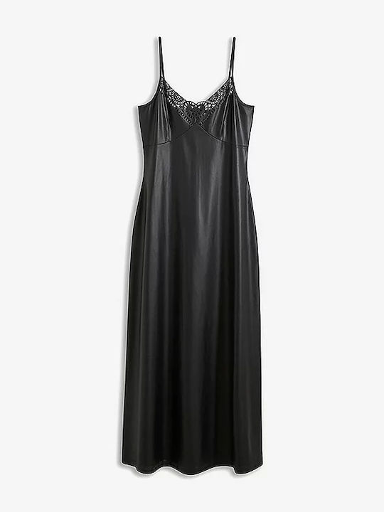 Abend Damenkleid Leder Schwarz
