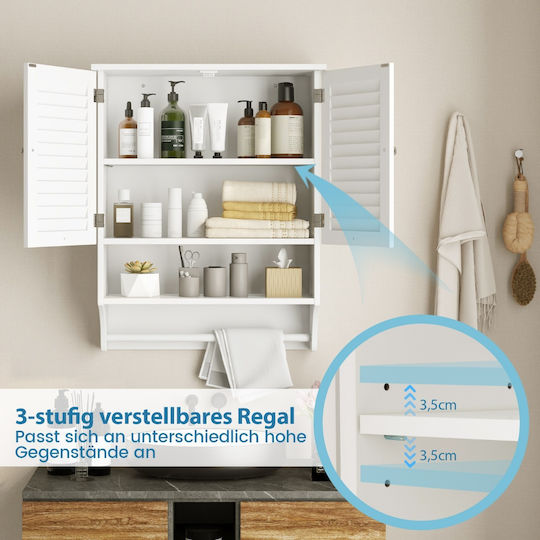 Costway Bathroom Cabinet L58xW22xH75cm White