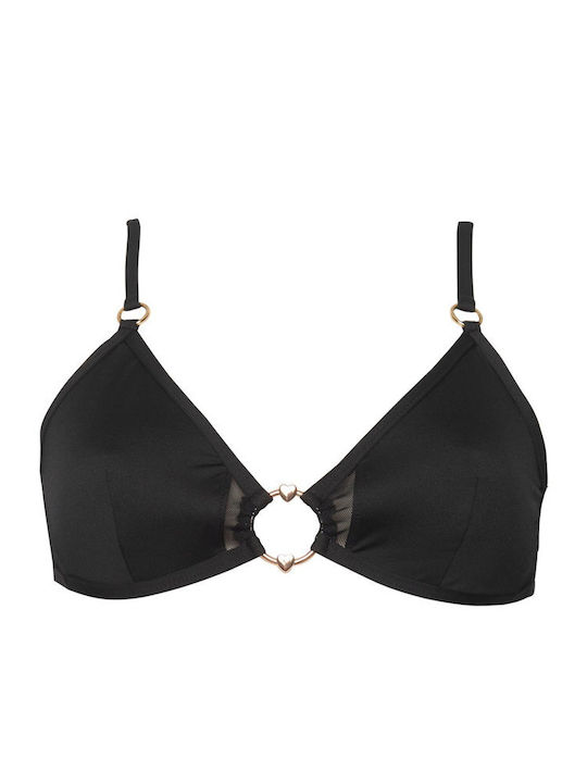 Padded Triangle Bikini Top with Adjustable Straps Black