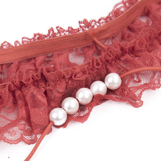 Lace Pearl Sexy Panties One Size Red