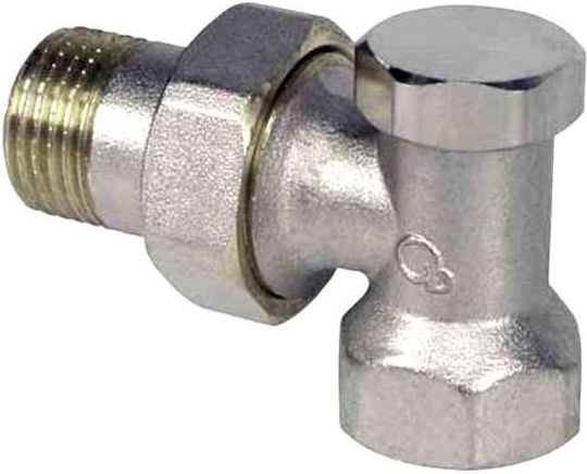 Diamond Ъглов Никелиран Радиаторен Спирателен Кран 1/2" Art.65-1/2.ok