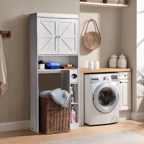Vevor Floor Bathroom Shelf Wooden White