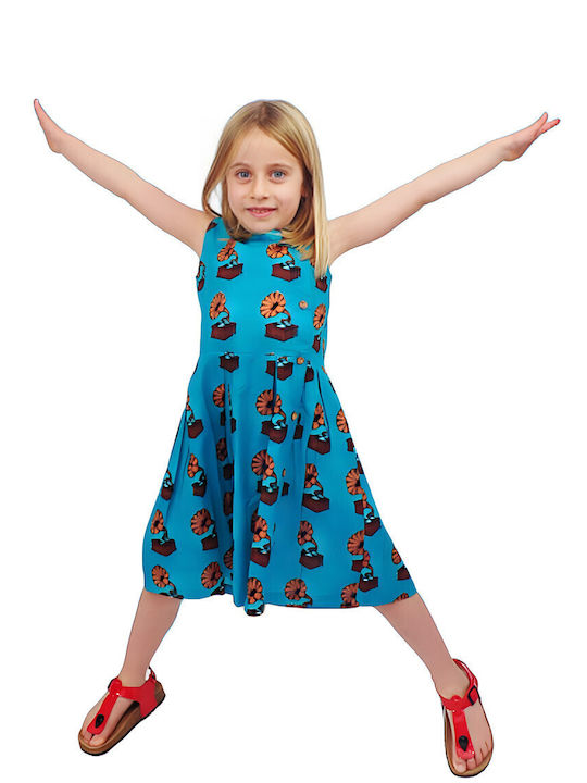 Kinderkleid Ärmellos Turquoise