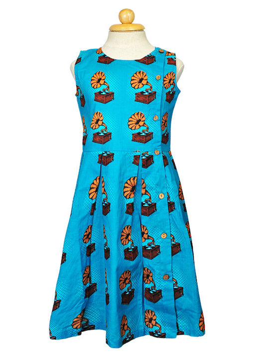 Kinderkleid Ärmellos Turquoise