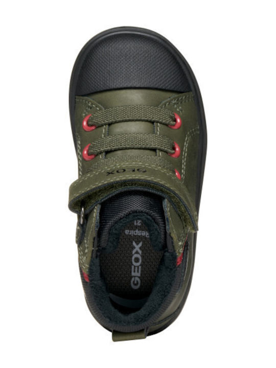Baby Gisli Leather Kids Boots with Velcro Green