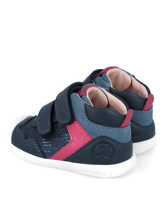 Παιδικά Sneakers High Ανατομικά με Σκρατς Μπλε