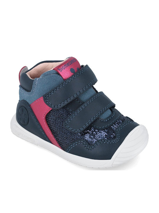 Παιδικά Sneakers High Ανατομικά με Σκρατς Μπλε