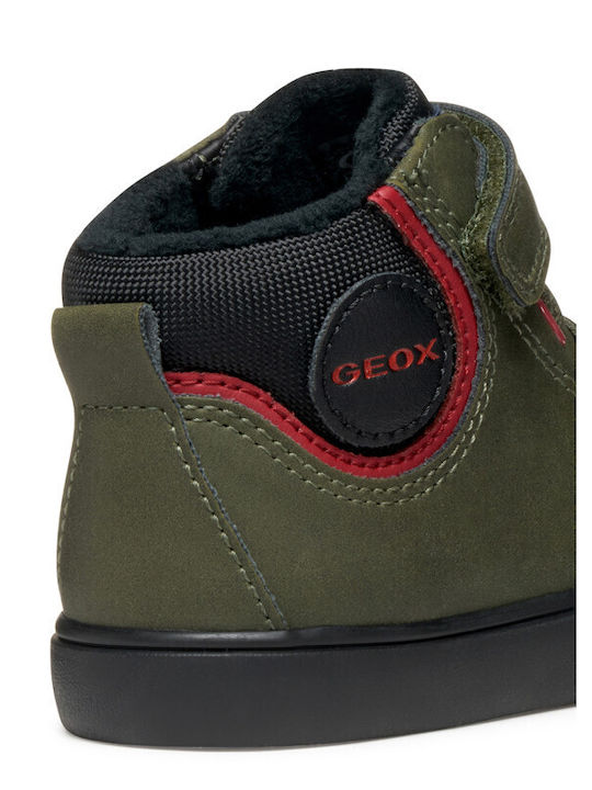 Baby Gisli Leather Kids Boots with Velcro Green