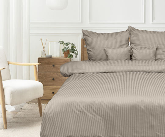 Matex Bettbezug-Set Baumwolle Doppelbett mit 2 Kissenbezügen 200x220 Beige