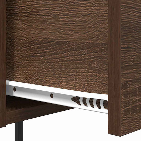 vidaXL Bedside Tables Metal with Glass Surface Brown Walnut 2 Pieces 42x41x56cm