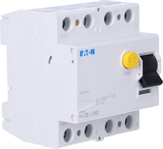 Eaton Ρελέ Ράγας Διαρροής 25A Τετραπολικό με Τάση 400V