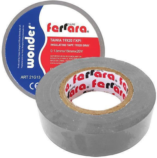 Wonder Insulation Tape 19mm x 20m PVC Narrow Grey Gray