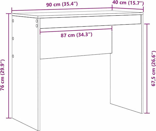 Γραφείο Ξύλινο Γκρι Σκυροδέμα 90x40x76εκ.