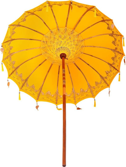 Round Wooden Yellow Garden & Terrace Parasol Φ2.5xΥ2.5m