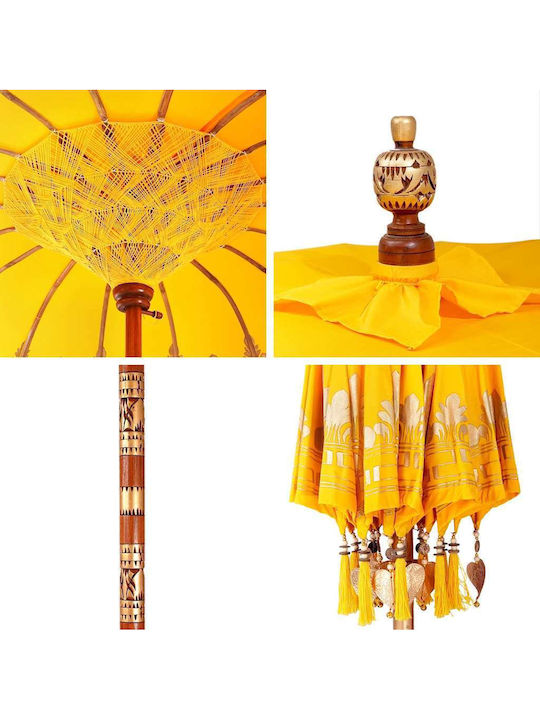 Umbrelă Rotundă Din Lemn Galbenă Φ2.5xÎ2.5m